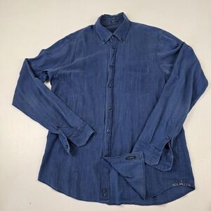 ZegnaSport Shirt Mens XL Blue Long Sleeve Button Down Tapered Fit Cotton Casual